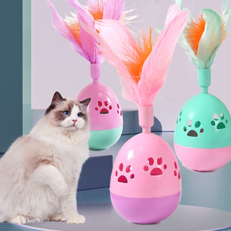 Interactive Cat Toys with Feathers – Colourful Ball-Shaped Toys for Cats