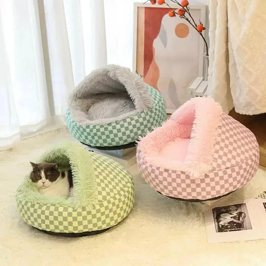 Plaid Heated Cat Cave