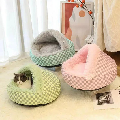Plaid Heated Cat Cave