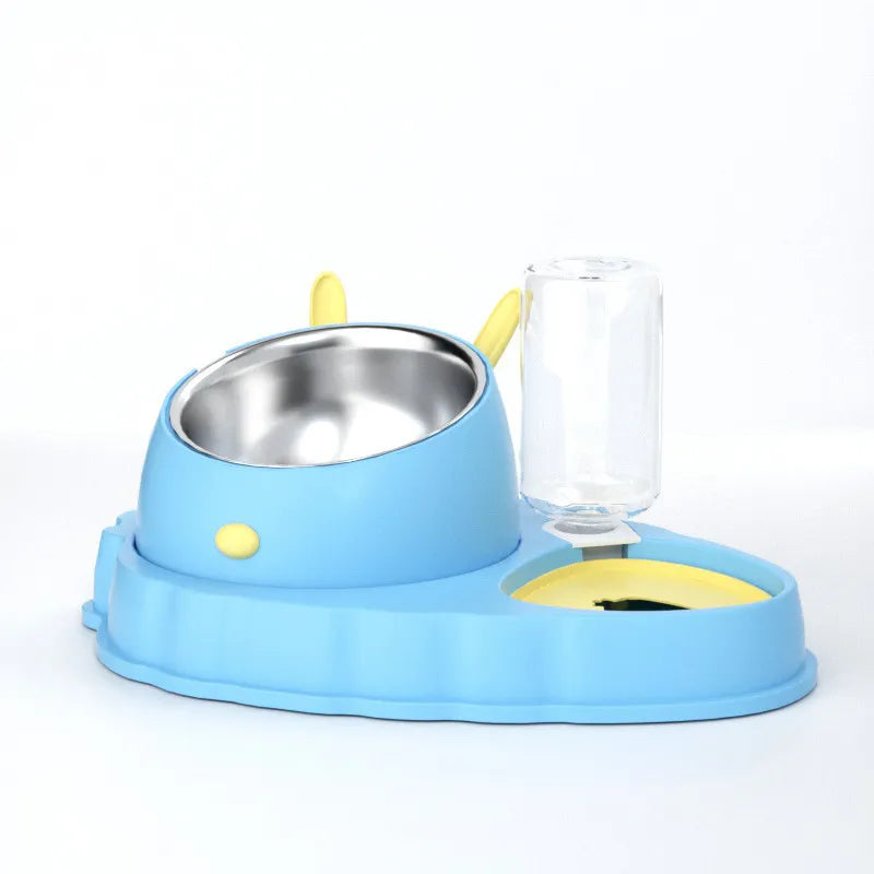 Pet Feeding Station with Water Dispenser - Cute Feeder for Dogs and Cats