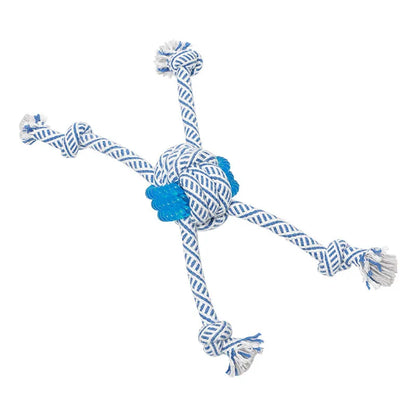 Dog Toy with Rubber Ball and Rope - Chew, Tug, and Play Toy
