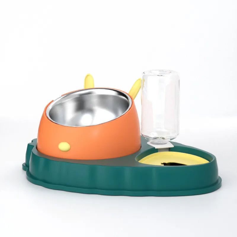 Pet Feeding Station with Water Dispenser - Cute Feeder for Dogs and Cats