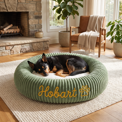 Personalized Round Fluffy Dog Bed