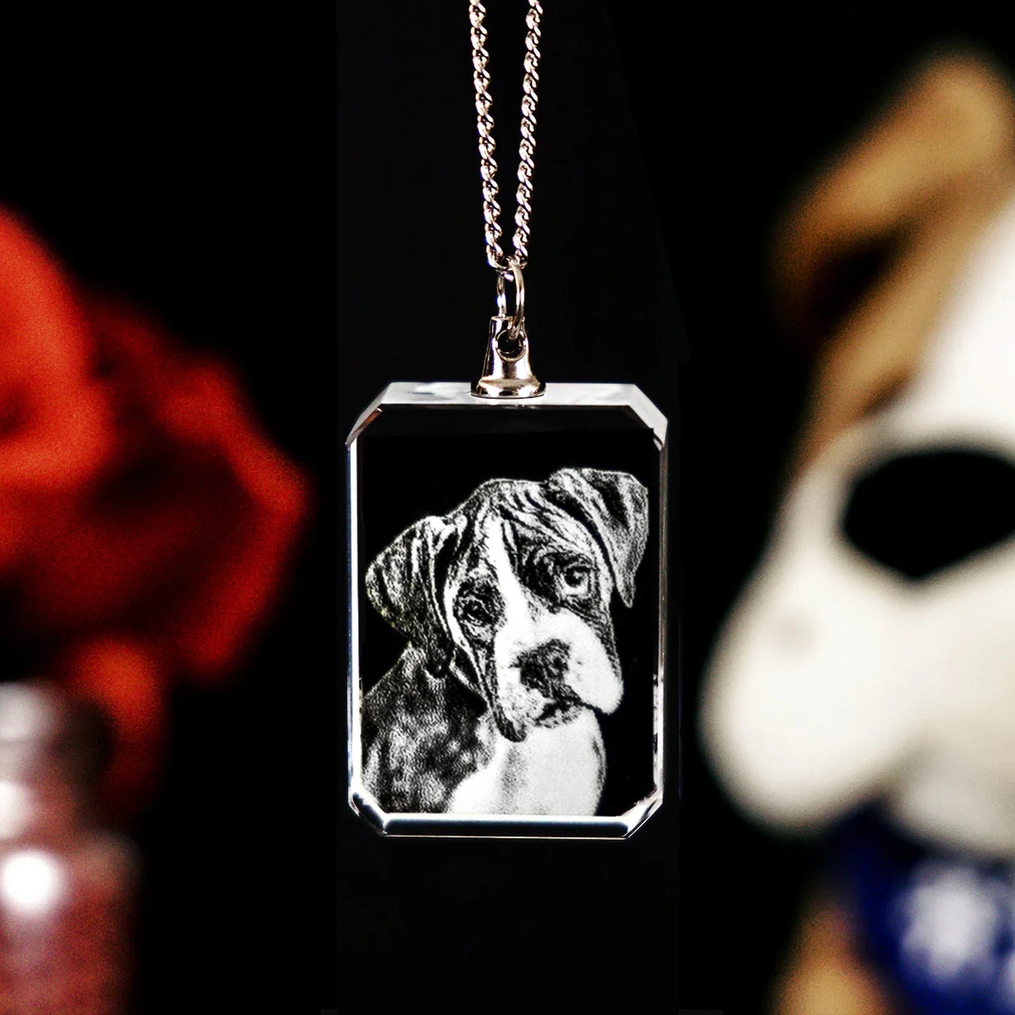 Personalised 2D/3D Photo Crystal Necklace In Square Shape