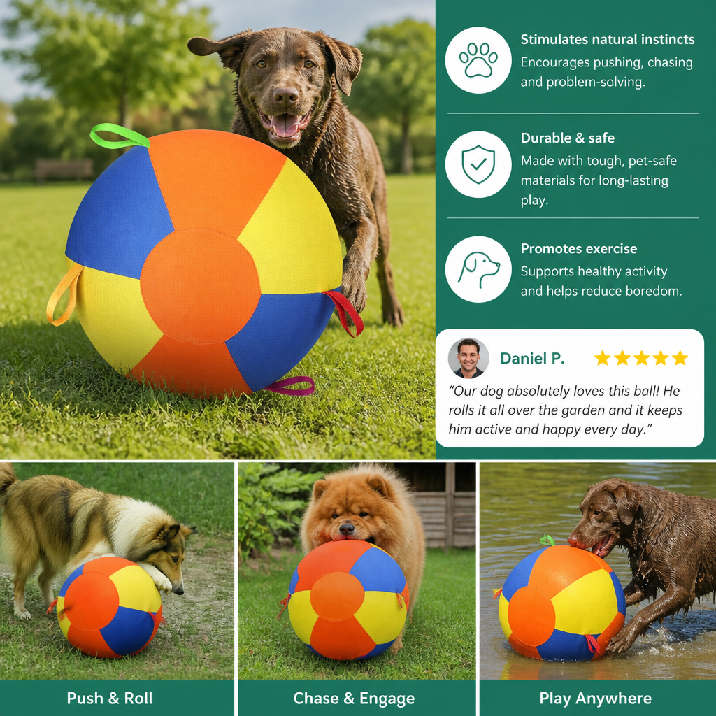 Interactive Colorful Herding Ball with Handles for Dogs – Durable Outdoor Training Toy