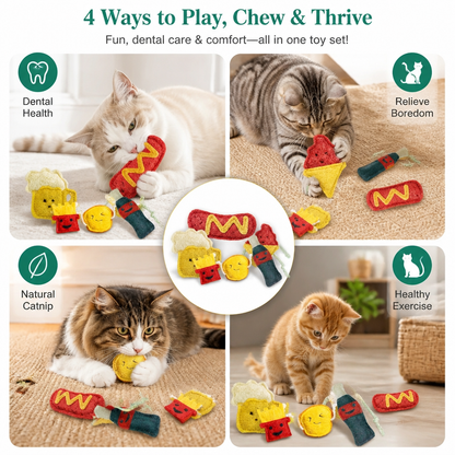 Teeth-Cleaning Catnip Chew Toys – Natural Loofah Dental Care & Play Set