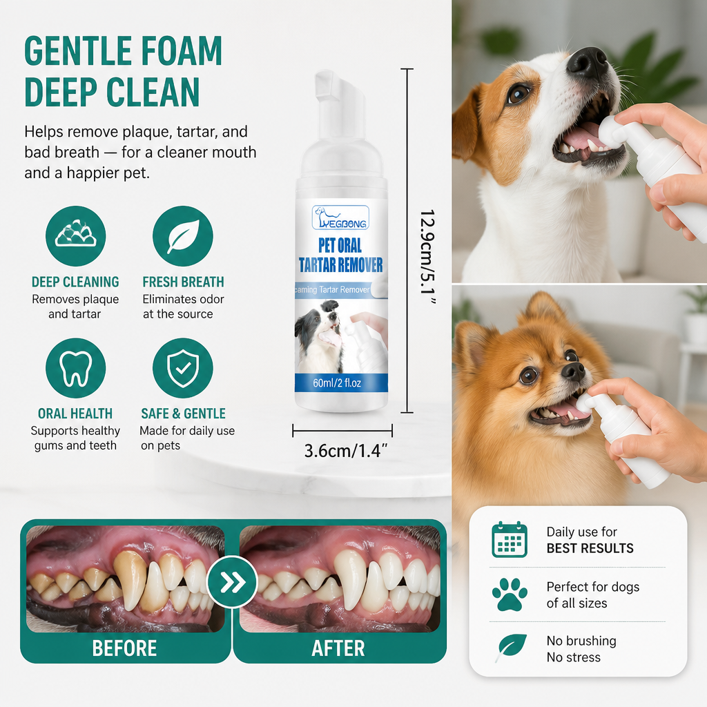 Dog Dental Cleaning Foam – Brighter Teeth & Fresh Breath