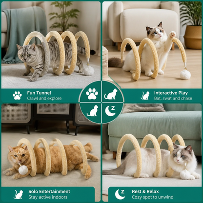 Foldable Spiral Cat Play Tunnel with Hanging Bell