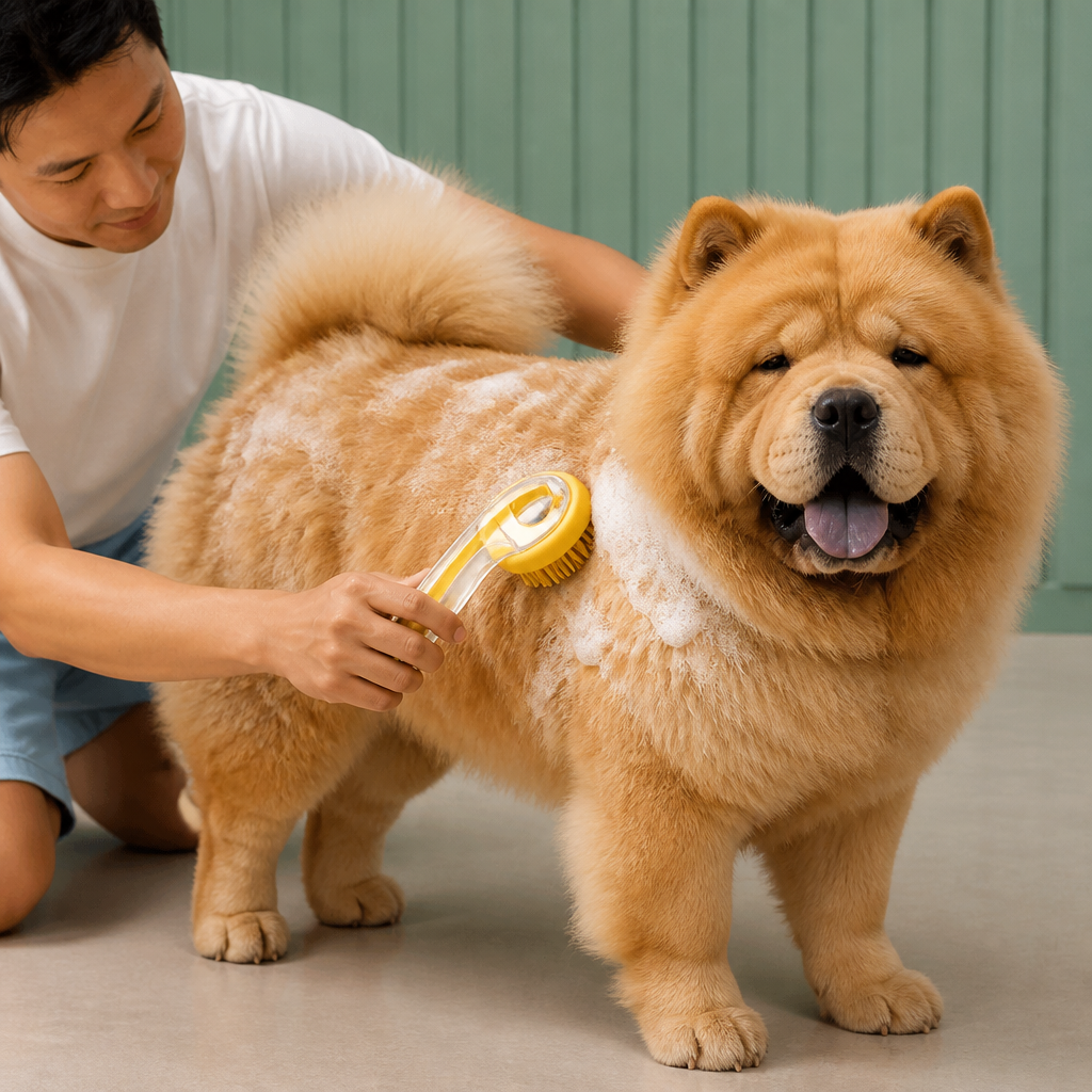 2-in-1 Silicone Pet Bath & Massage Brush with Shampoo Dispenser