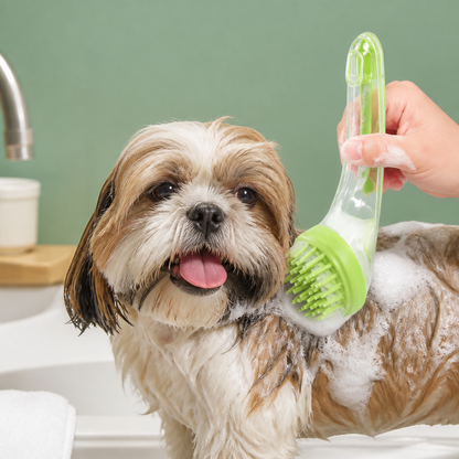 2-in-1 Silicone Pet Bath & Massage Brush with Shampoo Dispenser