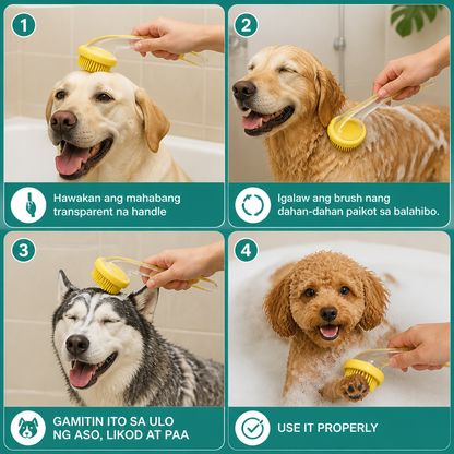 2-in-1 Silicone Pet Bath & Massage Brush with Shampoo Dispenser