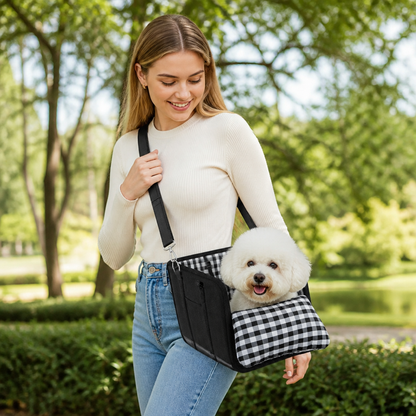 Safe Small Dog & Cat Car Travel Carrier with Safety Leash & Non-Slip Base
