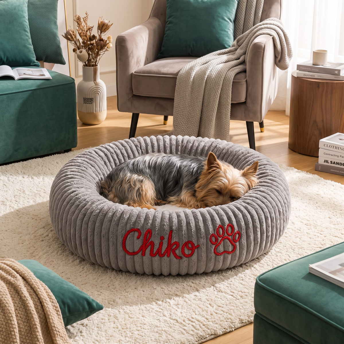 Personalized Round Fluffy Dog Bed