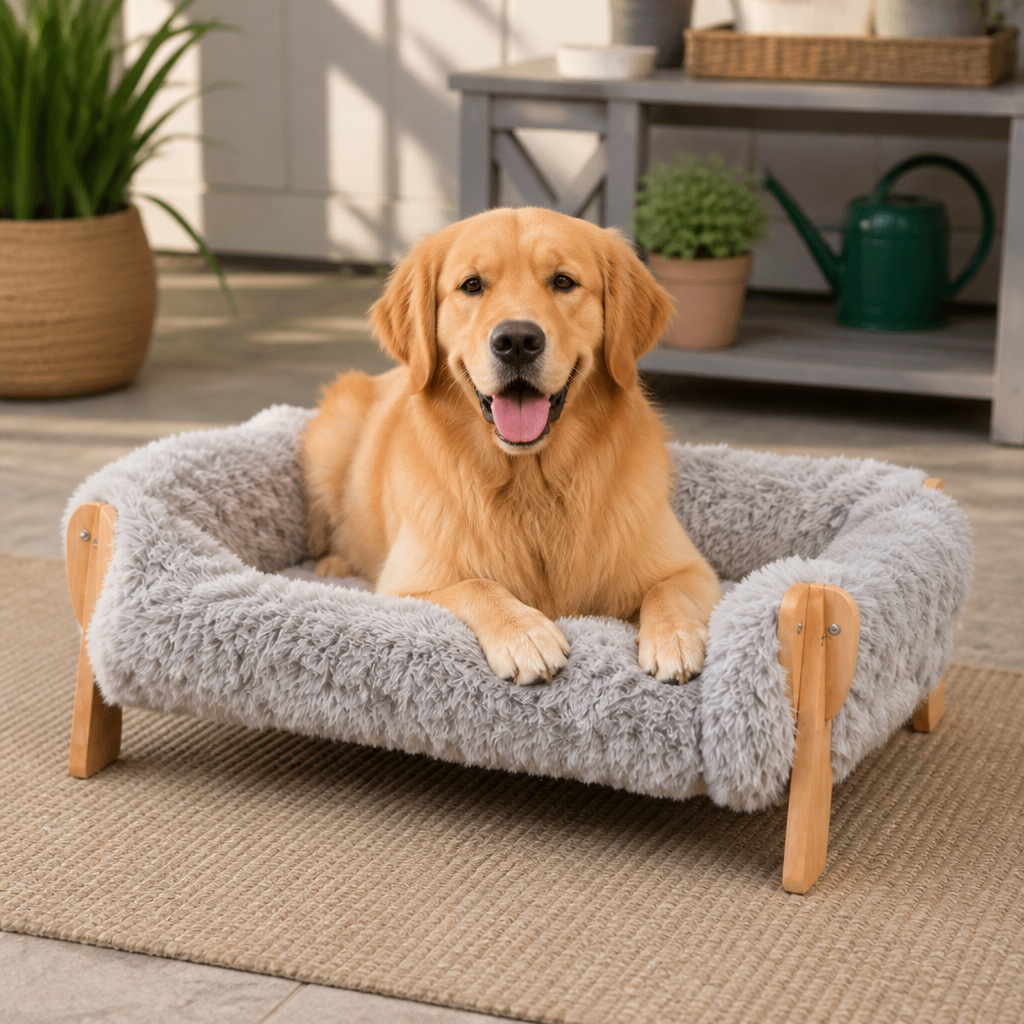 Luxury Elevated Solid Wood Dog Couch Bed