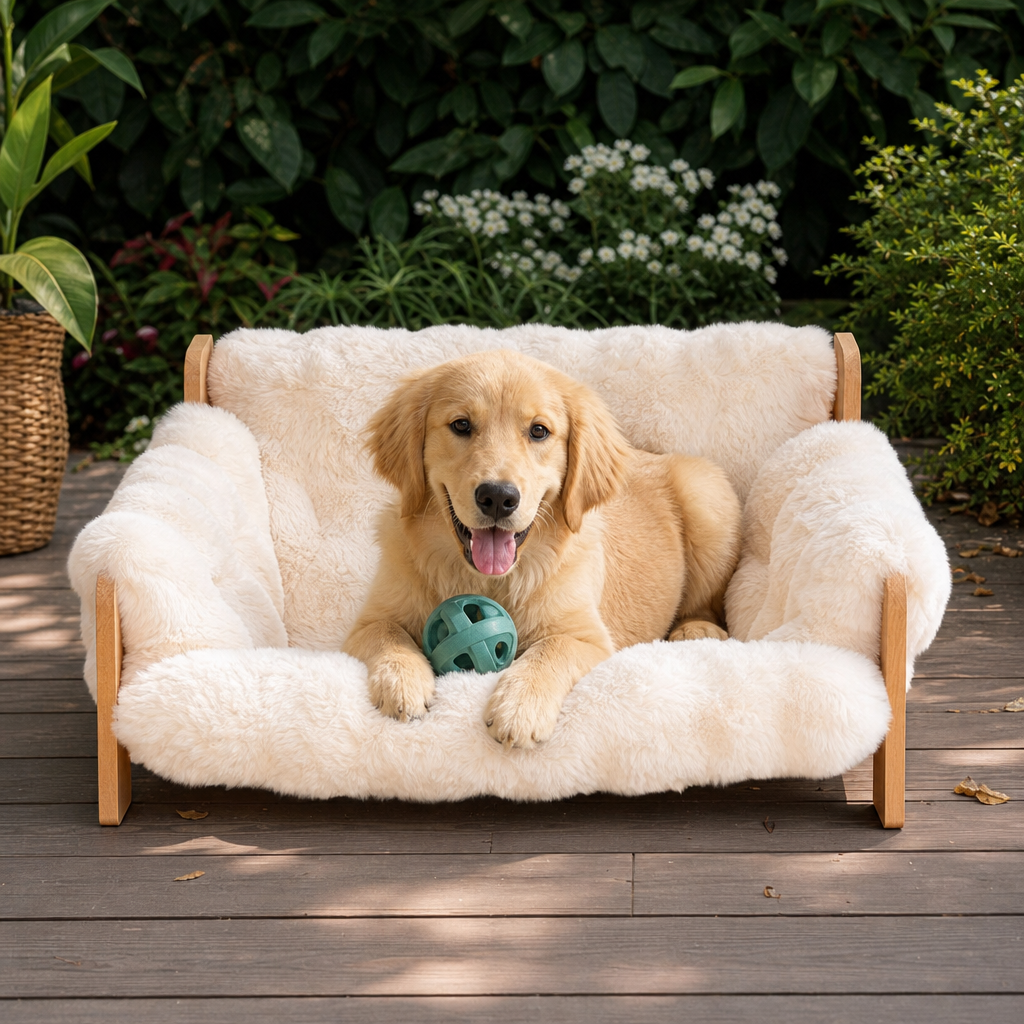 Luxury Elevated Solid Wood Dog Couch Bed