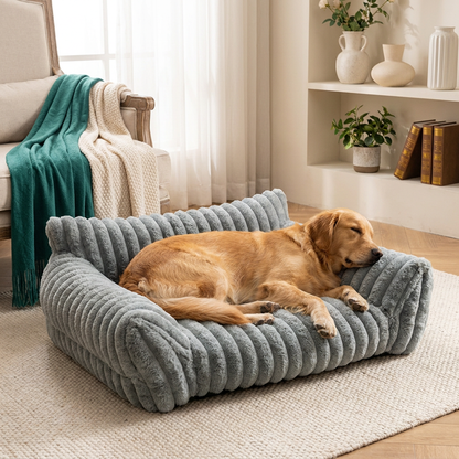 Fluffy Cloud Pet Sofa Bed with Soft Bolsters & Washable Cover