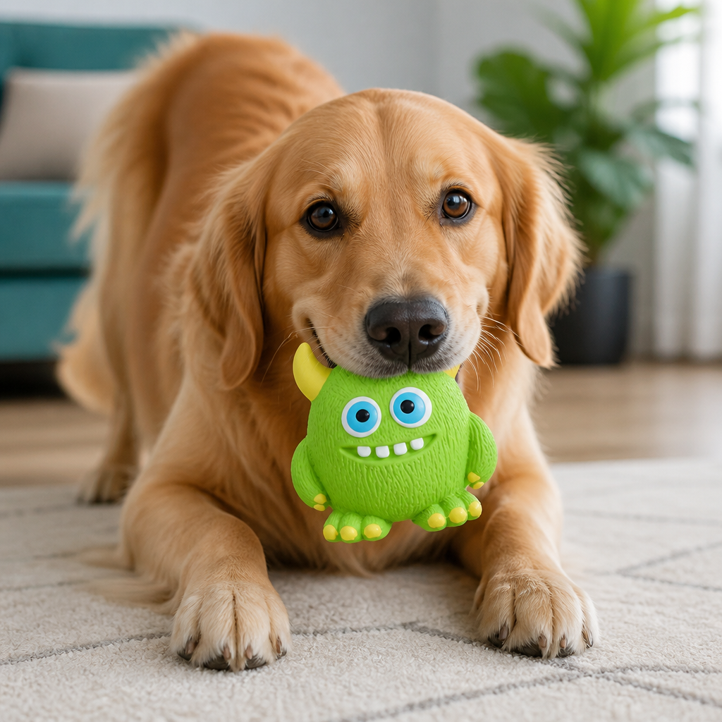 Durable Eco-Friendly Monster Teeth Cleaning Latex Squeaky Dog Toy