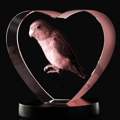 Custom 2D/3D Crystal Souvenir with Laser Engraving in the Shape of a Heart.
