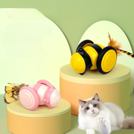Interactive Bee Toy for Cats with Feathers