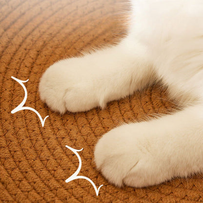 Handwoven Rattan Cat Bed with Scratching Surface