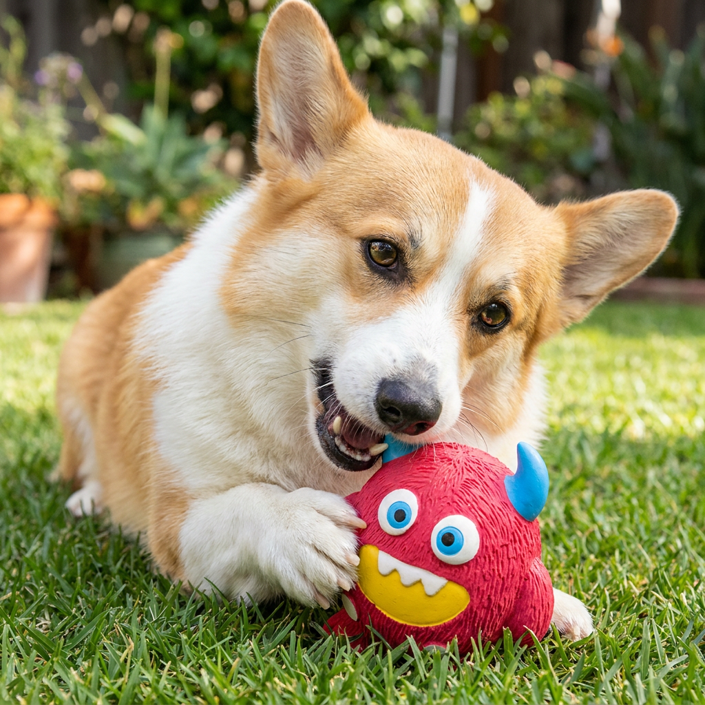 Durable Eco-Friendly Monster Teeth Cleaning Latex Squeaky Dog Toy