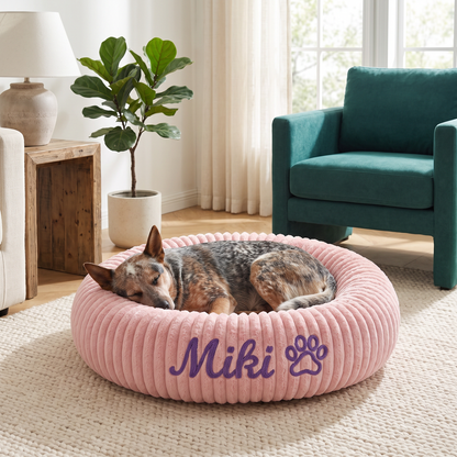 Personalized Round Fluffy Dog Bed