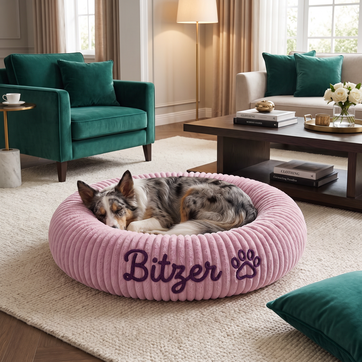 Personalized Round Fluffy Dog Bed