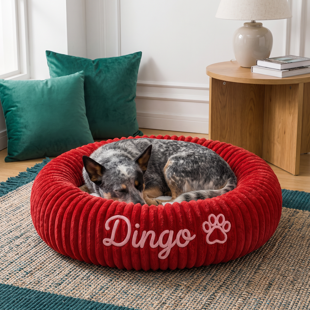 Personalized Round Fluffy Dog Bed