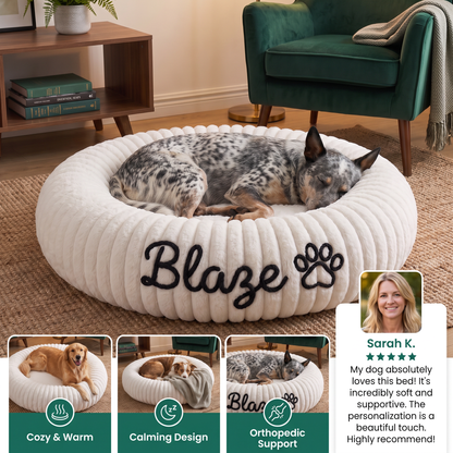 Personalized Round Fluffy Dog Bed