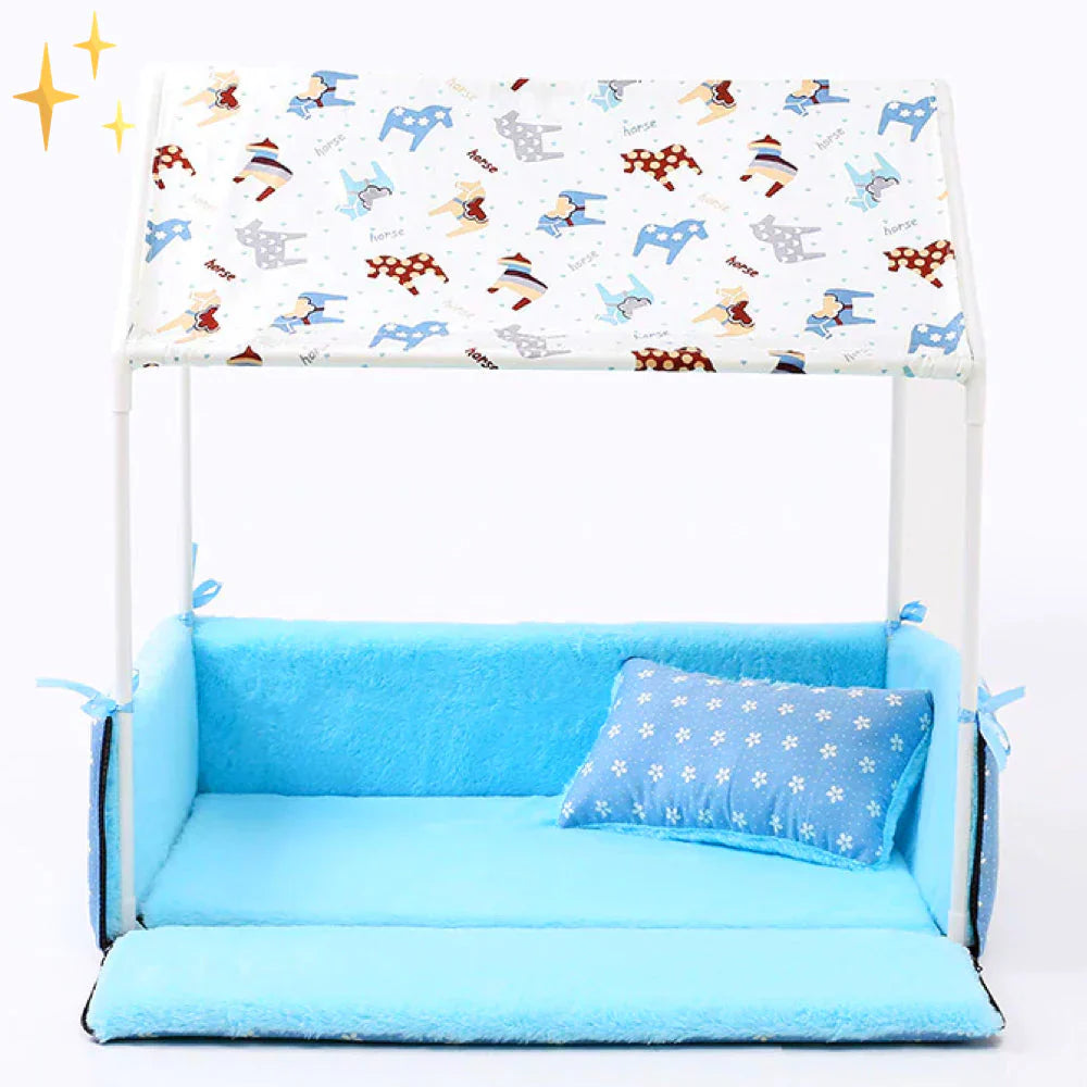 Fleece Sleeping Mat with Canopy and Plush Cushion