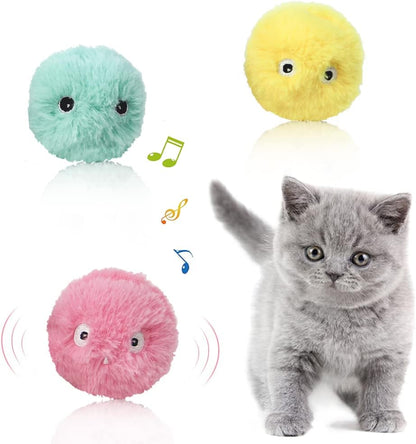 Interactive Plush Play Balls for Cats with Animal Sounds (Pack of 3)