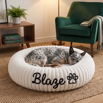 Personalized Round Fluffy Dog Bed