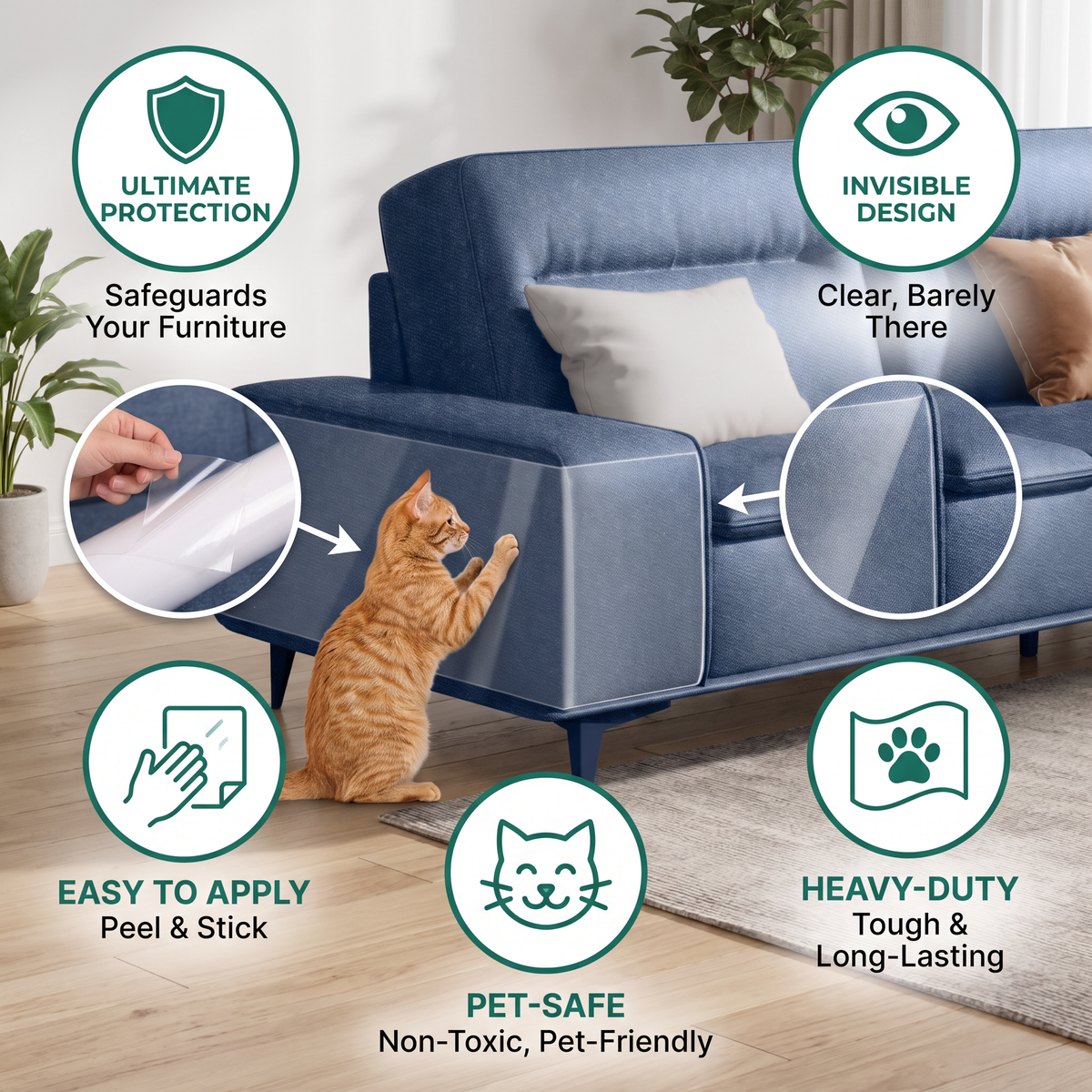 Heavy-Duty Cat Scratch Furniture Protector